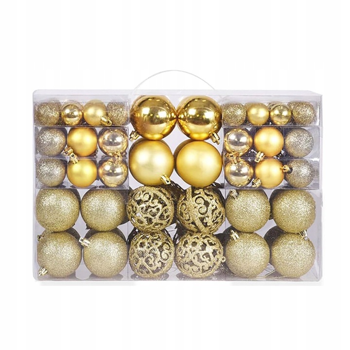 BOMBKI CHOINKOWE ZESTAW MIX WZORÓW ŚWIĄTECZNE ZŁOTE WZORY XXL 100SZT