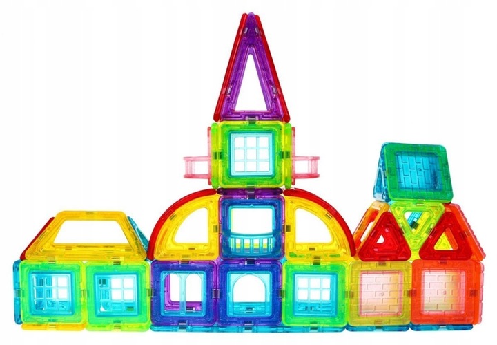 KLOCKI MAGNETYCZNE KONSTRUKCYJNE 3D ZESTAW 128 ELEMENTÓW DLA DZIECKA