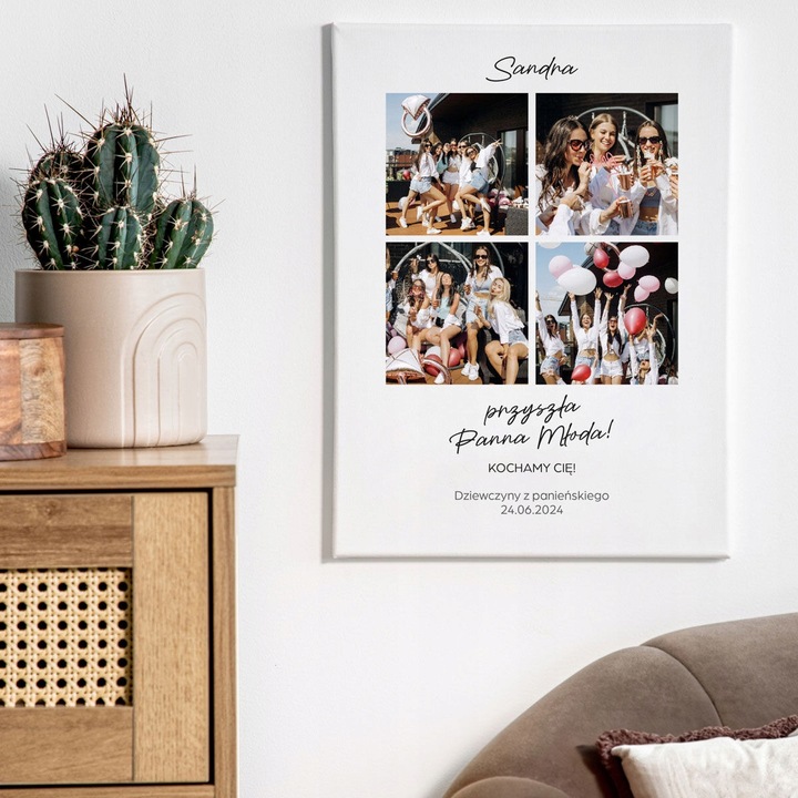 Obraz na płótnie 30x40 dowolne zdjęcie z NADRUKIEM PREZENT dla PANNY MŁODEJ