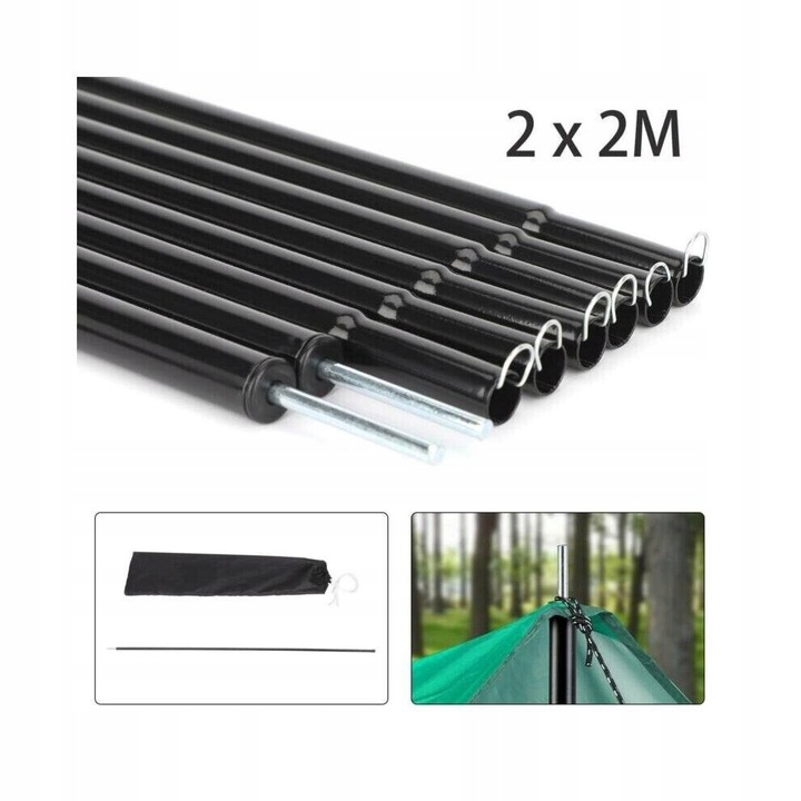 2X2M SŁUPKI NAMIOTOWE TELESKOPOWY Z STAL DO MARKIZY KEMPINGU REGULOWANY