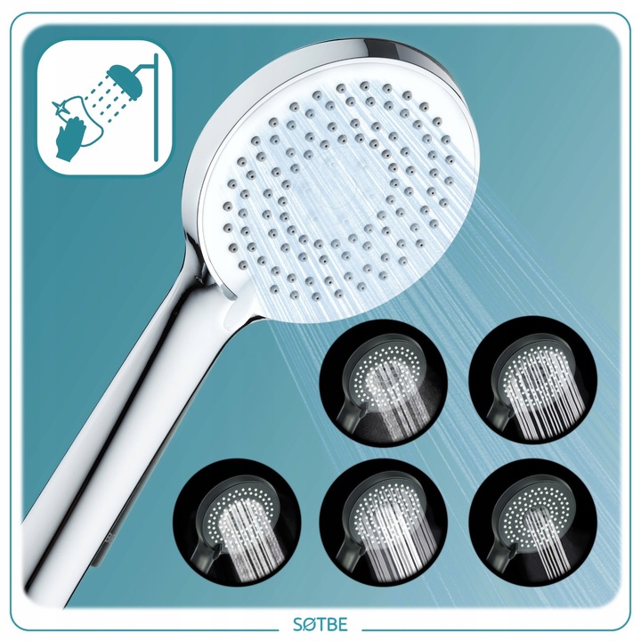 Wodooszczędna słuchawka prysznicowa 5 zakresowa wielofunkcyjna anti-calc