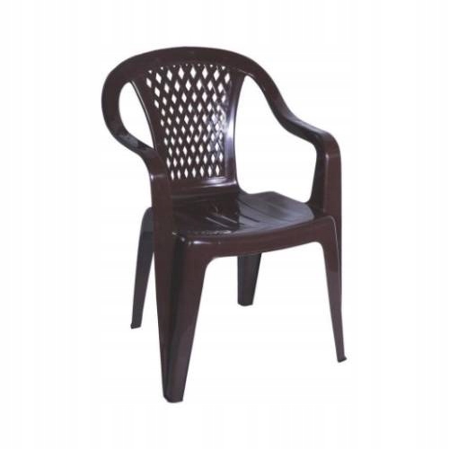 Mocny plastikowy fotel ogrodowy DIAMENT max 110kg taras balkon brązowy