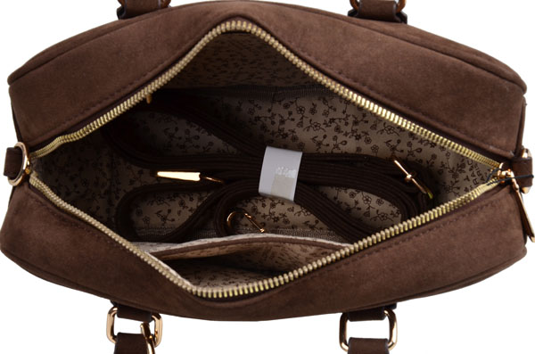 FLORA&CO PARIS torebka damska BOWLING do reki LISTONOSZKA zamsz czekoladowa