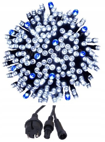 LAMPKI CHOINKOWE 1000 LED BIAŁE ZIMNE + NIEBIESKI FLASH FLESZ BŁYSK ZEW 70M