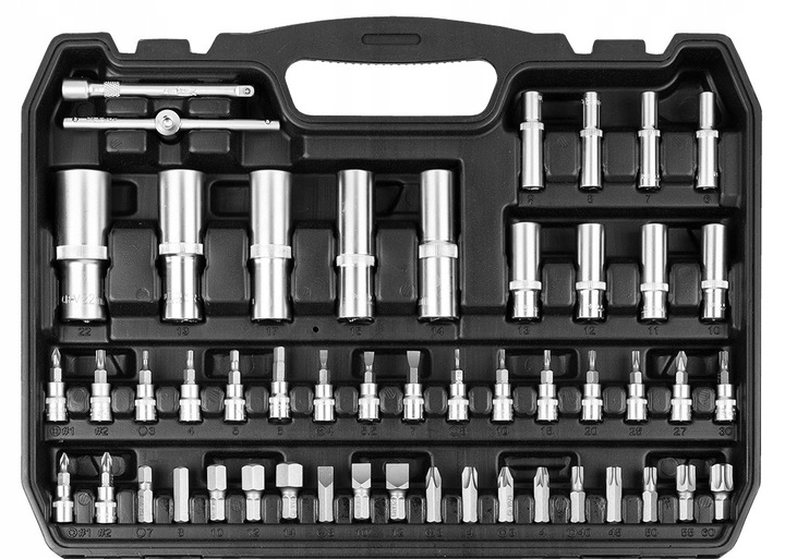 NEO 10-212 ZESTAW KLUCZE NASADOWE 1/2", 1/4" TORX NASADKI WALIZKA 108el