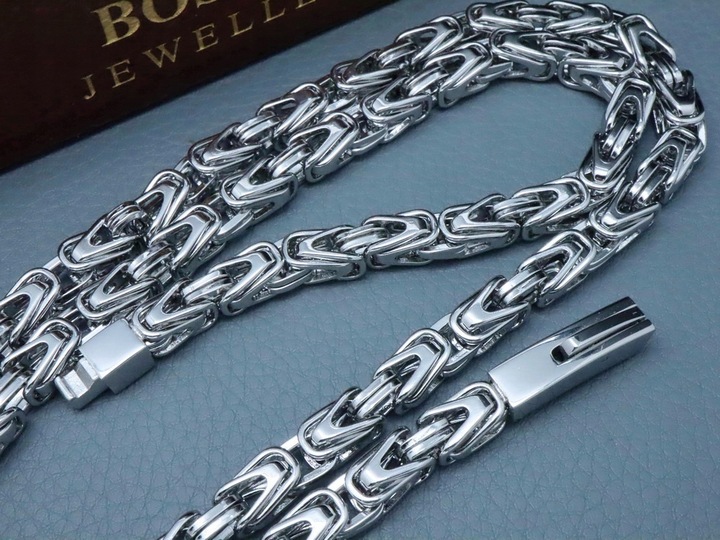 GRUBY SREBRNY ŁAŃCUSZEK NA SZYJĘ SPLOT KRÓLEWSKI