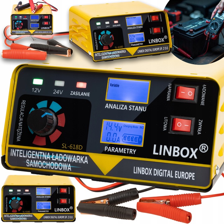 PROSTOWNIK SAMOCHODOWY DO AKUMULATORÓW 24V 12V 20A POLSKIE MENU