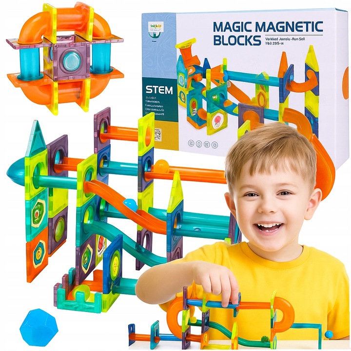 ZESTAW KREATYWNE KLOCKI MAGNETYCZNE DLA DZIECI TOR 96EL KULODROM PREZENT