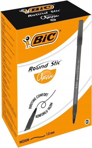 BIC ROUND STIC CLASSIC DŁUGOPIS CZARNY 60SZT.