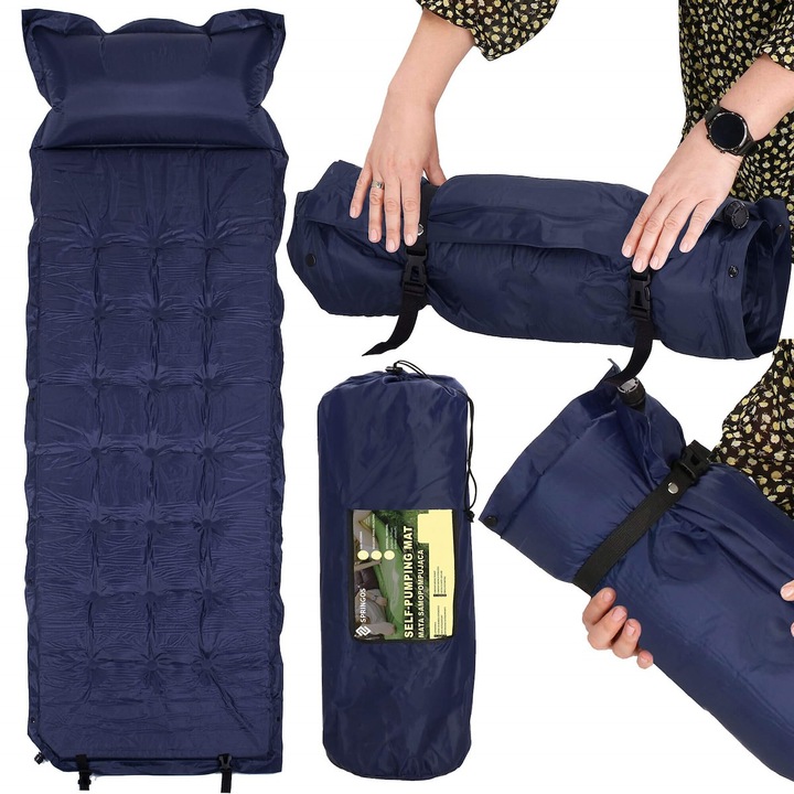 MATA SAMOPOMPUJĄCA TURYSTYCZNA Z PODUSZKĄ 193 cm KARIMATA MATERAC GRUBA