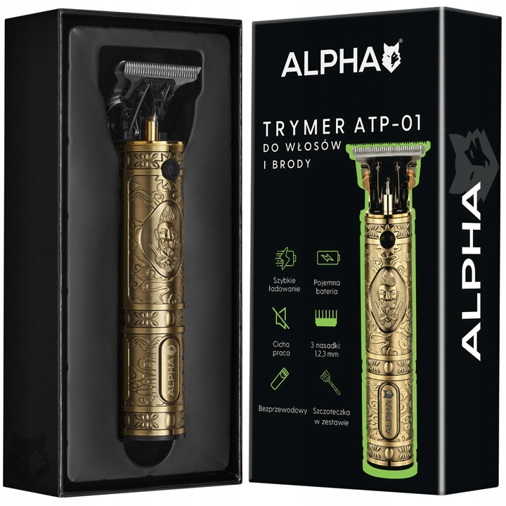 MASZYNKA TRYMER DO STRZYŻENIA GOLENIA WŁOSÓW BRODY ALPHA