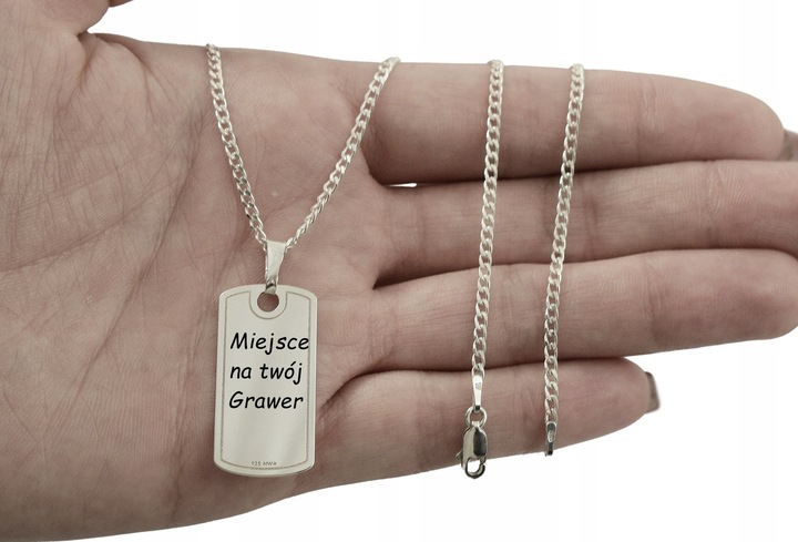 SREBRNY PEŁNY ŁAŃCUSZEK MĘSKI PANCERKA NIEŚMIERTELNIK PR. 925 GRAWER GRATIS