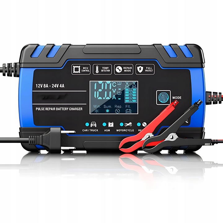 MOCNY INTELIGENTNY PROSTOWNIK ŁADOWARKA DO AKUMULATORA 12V 24V 8A In_Stock