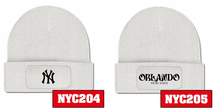 CZAPKA ZIMOWA KLASYCZNA BIAŁA NYC New York Wzory