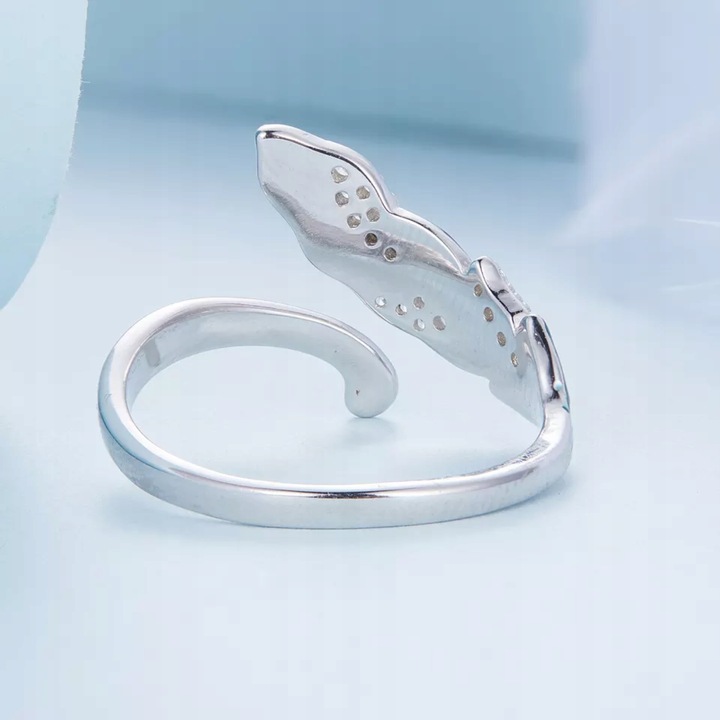 Pierścionek Srebrny z Cyrkoniami Piórko Pierścionki Srebro 925