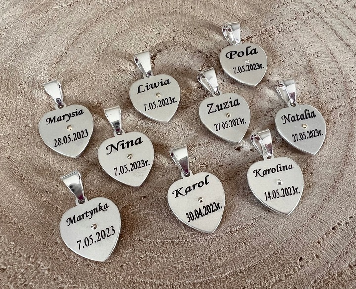 Medalik Komunijny Matka Boska Serce i łańcuszek srebrny 45cm GRAWER Komunia