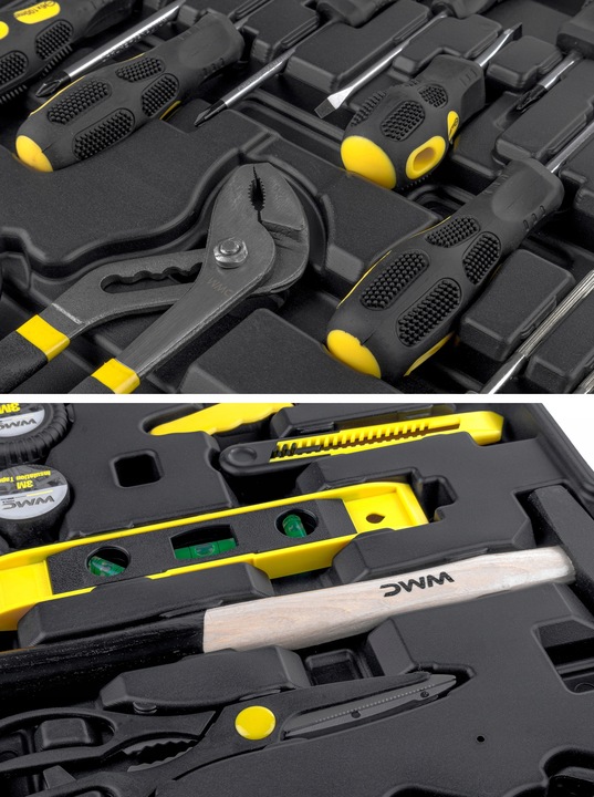 WALIZKA NARZĘDZIOWA ZESTAW NARZĘDZI 186 ELEMENTÓW BITY NASADKI MŁOTEK NÓŻ