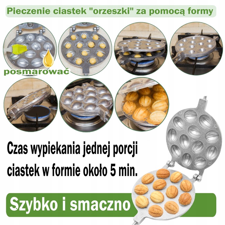 FORMA OPIEKACZ DO PIECZENIA CIASTEK ORZESZKÓW PATELNIA NA ORZESZKI DUŻE #70