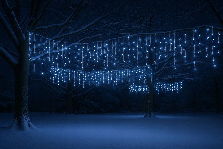 SOPLE 300 LED BIAŁE ZIMNE ZEWNĘTRZNE CHOINKOWE Świąteczne sople dekoracja