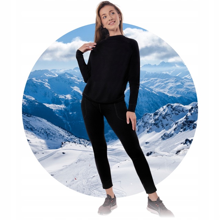 BIELIZNA TERMOAKTYWNA DAMSKA S MĘSKA KOMPLET ODDYCHAJĄCA CIEPŁA Z MESZKIEM