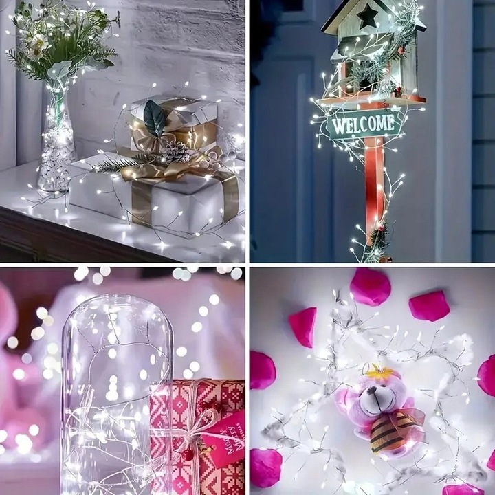 Girlanda LED 30m 1000 diod IP44 zimna biała 8 funkcji do wnętrz i zewnątrz