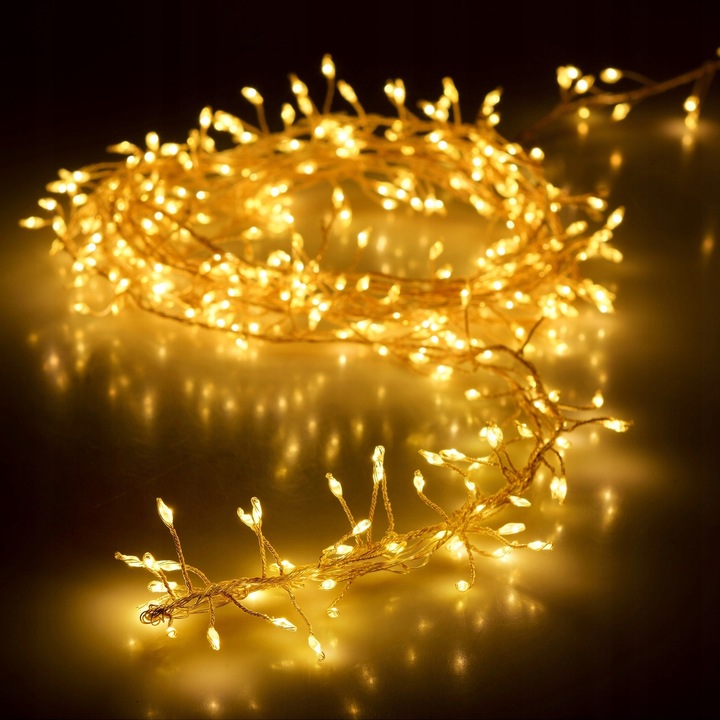Lampki choinkowe 480 LED biały ciepły 4,8 metra CLUSTER RYŻ SREBRNY DRUCIK