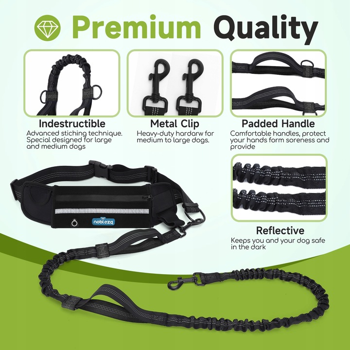 PAS SASZETKA DO BIEGANIA Z PSEM Elastyczna lina trakcyjna