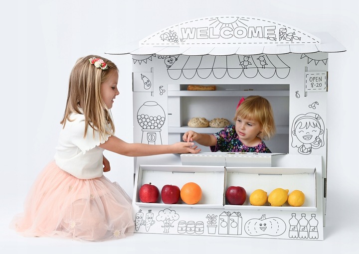 Duży Stragan Tekturowy Zabawa w sklep Pomysł na prezent dla dzieci