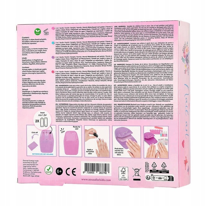 Zestaw lakierów i akcesoriów do paznokci z suszarką 10 el., 6 lat+, Souza!