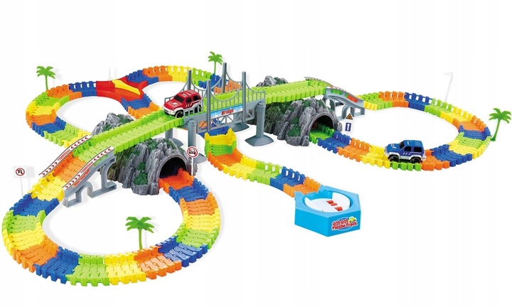 TOR SAMOCHODOWY MAGIC TRACK 5 metrów + 2 AUTKA MOST TUNELE DRZEWA WIADUKT