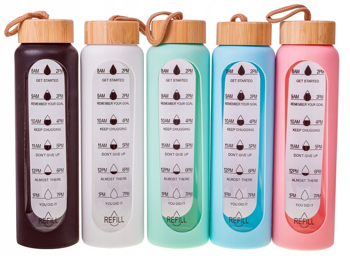 BIDON BUTELKA SZKLANA SZCZELNA NA WODĘ KUBEK POJEMNIK NA NAPÓJ SHAKER 1L