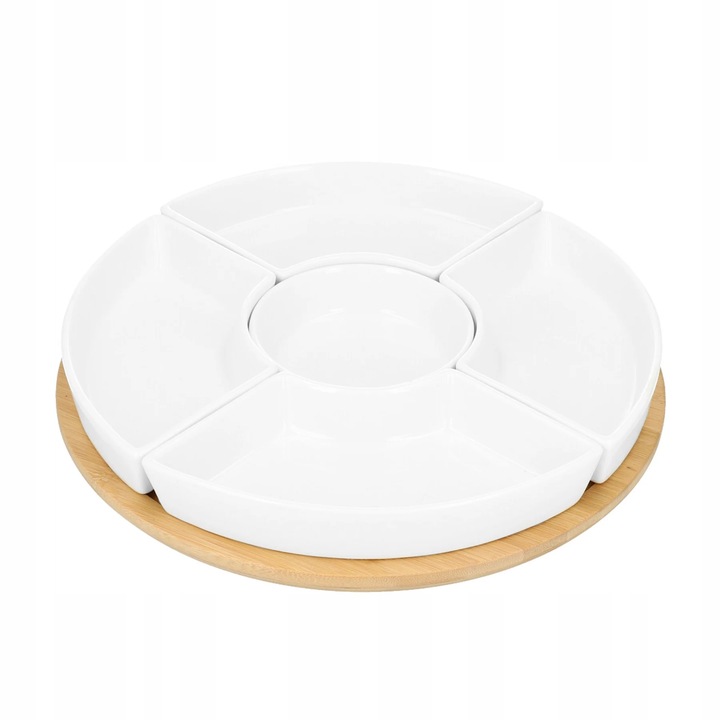 Półmisek na przekąski zestaw 5 x miseczka biała ceramika OBROTOWY TALERZ