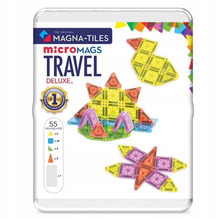 Klocki Magnetyczne Travel microMAGS XL 55 el. Magna-Tiles duże pudełko