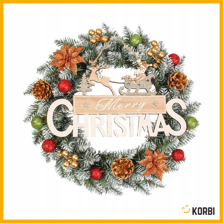 WIENIEC BOŻONARODZENIOWY ELEGANCKA DEKORACJA ŚWIĄTECZNA CZERWONY WZ9 40CM