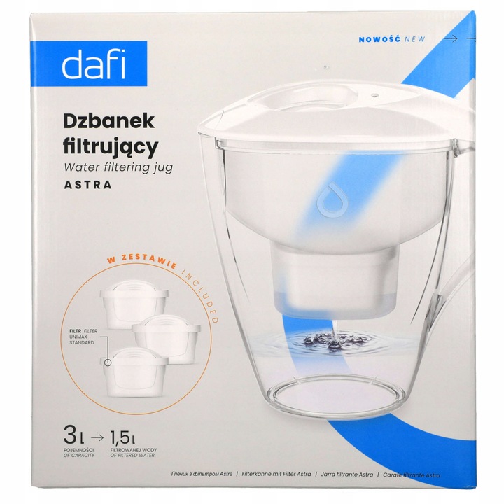 Dzbanek filtrujący wodę Dafi ASTRA 3L + 3x unimax