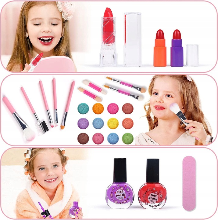 KUFEREK KOSMETYKÓW ZESTAW DO MAKIJAŻU I PAZNOKCI MAKEUP DLA DZIECI PREZENT