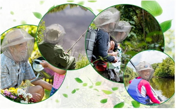 4x MOSKITIERA NA TWARZ SIATKA NA GŁOWĘ PRZECIW OWADOM NA WĘDRÓWKĘ BIWAK