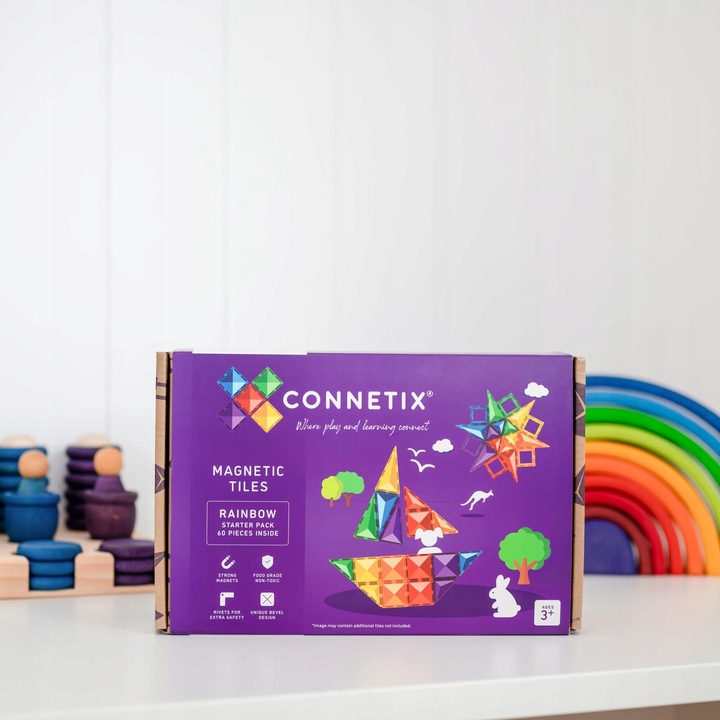 Klocki magnetyczne Starter 60 el. Connetix Rainbow zestaw startowy średni