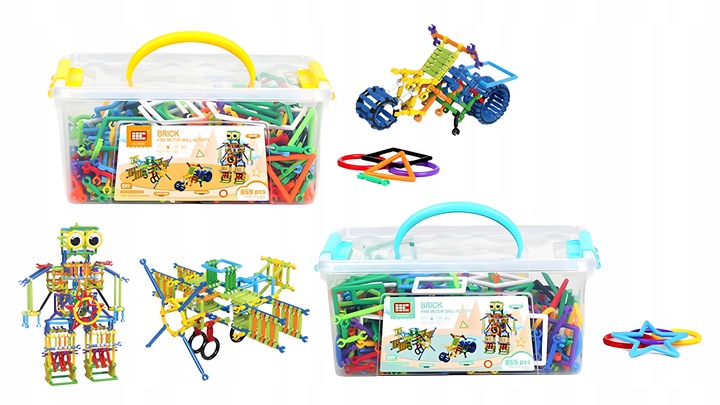 Klocki Małych Geniuszy Słomki Konstrukcyjne 869 el Edukacyjne Dla Dzieci