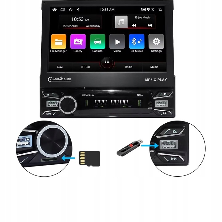 RADIO SAMOCHODOWE BT 1 DIN 7" DOTYKOWE ANDROID 13 WIFI APPLE CARPLAY KAMERA