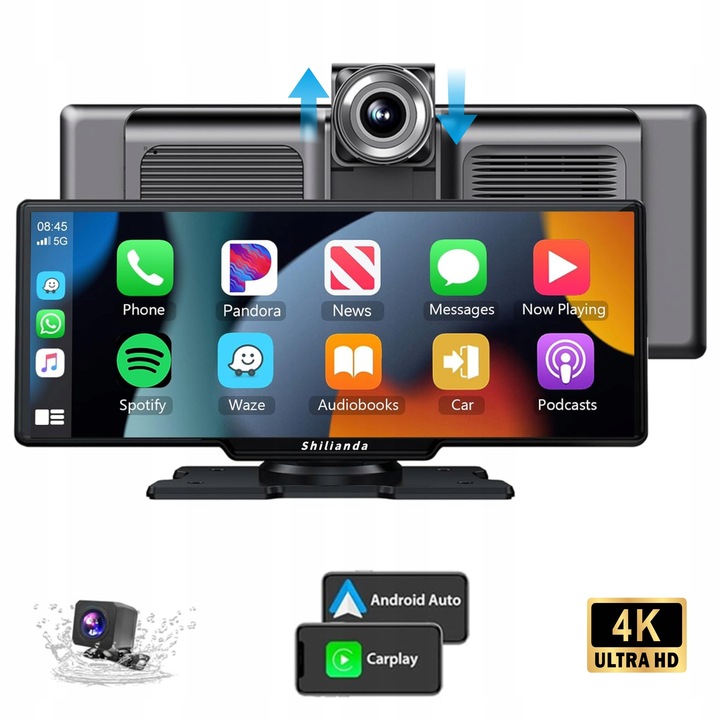 Stacja Ekran Monitor Nawigacja Rejestrator 4K Kamera Android Auto CarPlay