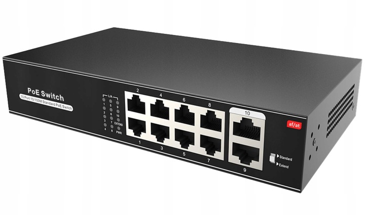 Switch POE do Kamer IP 8xPOE 96W 100Mbps 2x Uplink