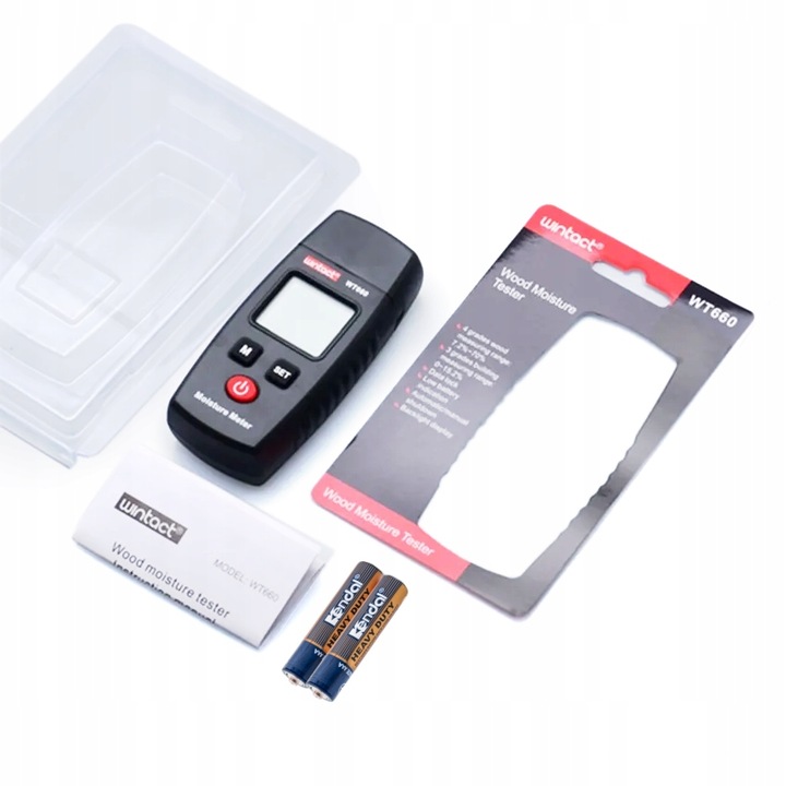 WILGOTNOŚCIOMIERZ MIERNIK WILGOTNOŚCI DREWNA MATERIAŁÓW BUDOWLANYCH LCD CD