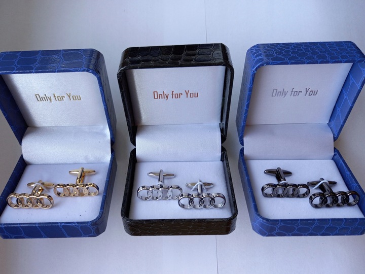 Tytanowe spinki do mankietów EXC dla miłośnika Audi RS + gratis szkatułka