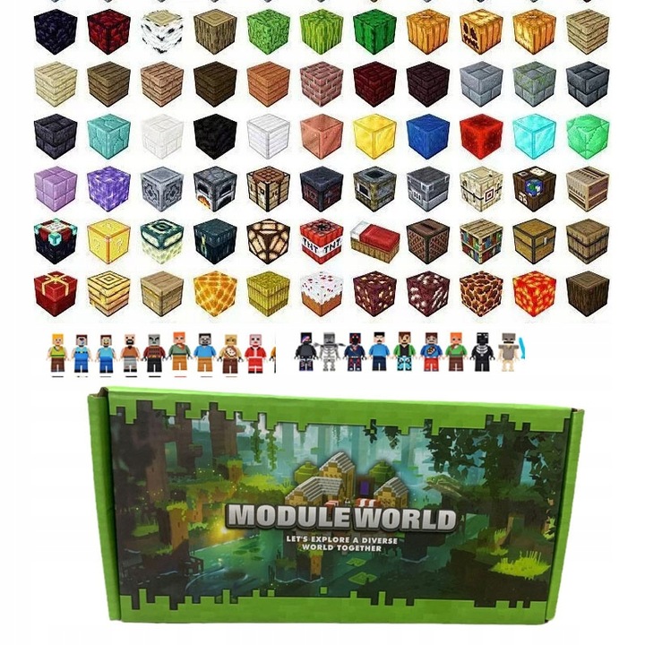 MAGNETYCZNYCH KLOCKÓW KONSTRUKCYJNYCH MINECRAFT 100 SZT 5 losowych lalek