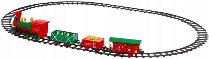 KOLEJKA ELEKTRYCZNA DELUXE ŚWIĄTECZNA Z OŚWIETLENIEM DŹWIĘKIEM POD CHOINKĘ