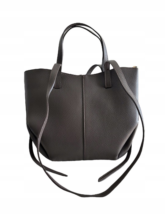 Torebka damska VERA PELLE SHOPPERKA na ramię i do ręki SKÓRA BRĄZOWA Midi