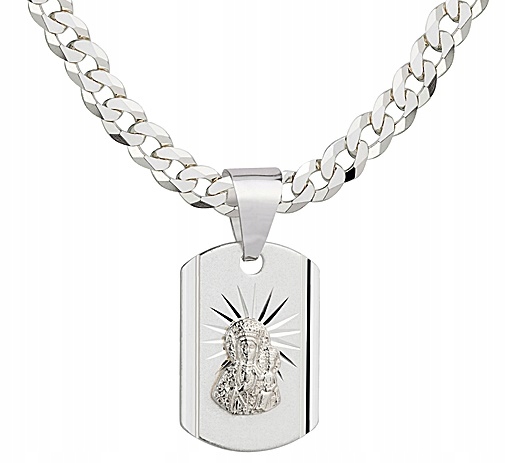 Łańcuszek Srebrny Diamentowany 3,80 mm z Medalikiem pr 925 Grawer Gratis