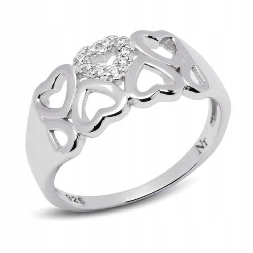 Pierścionek Obrączka Srebrna z Serduszkami