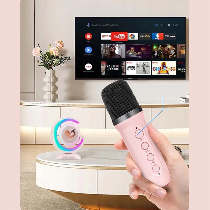 Bezprzewodowy Zestaw do Karaoke Głośnik Bluetooth + 2 Mikrofony dla Dzieci